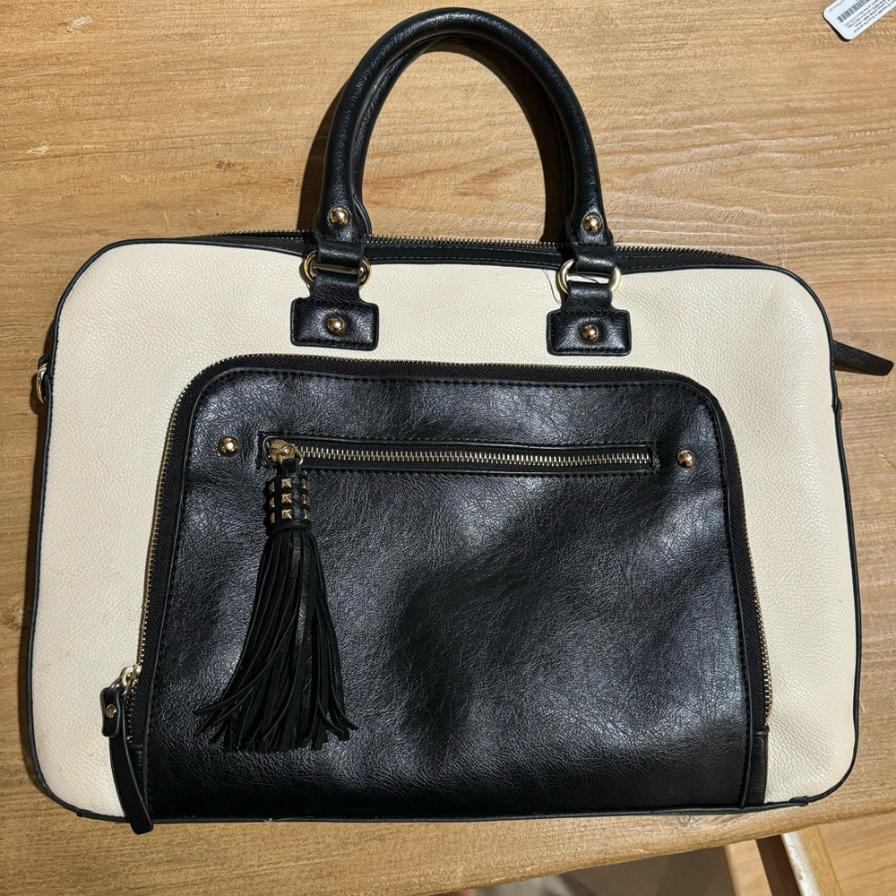 Aldo 15 inch Black and White Leather Laptop Bag